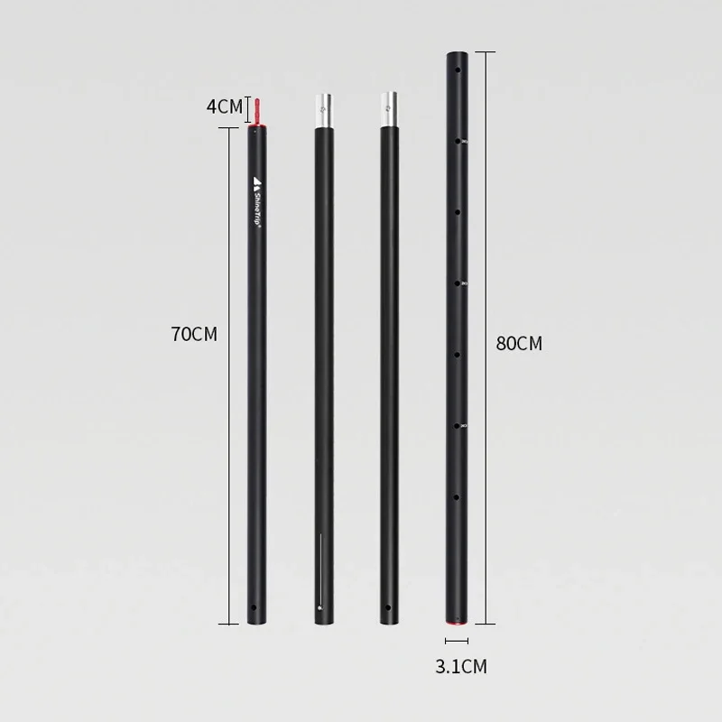 31mm 직경 2.8M 높이 두꺼운 알루미늄 합금 야외 캠핑 조절식 어닝 지지대 브래킷 4단 텔레스코픽 방수포 스틱 썸네일 4