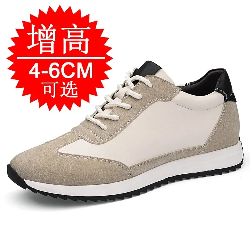Men Elevator Shoes 6cm Height Hidden Heel Casual Running Sneakers Fashionable Height-Increasing Sports Shoes for Couples