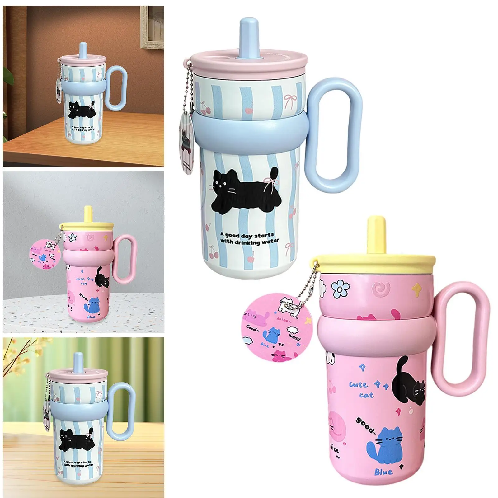 Stainless Steel Insulated Tumbler with Handle Women Travel Mug Water Bottle for Office Sports Graduations Camping Anniversaries