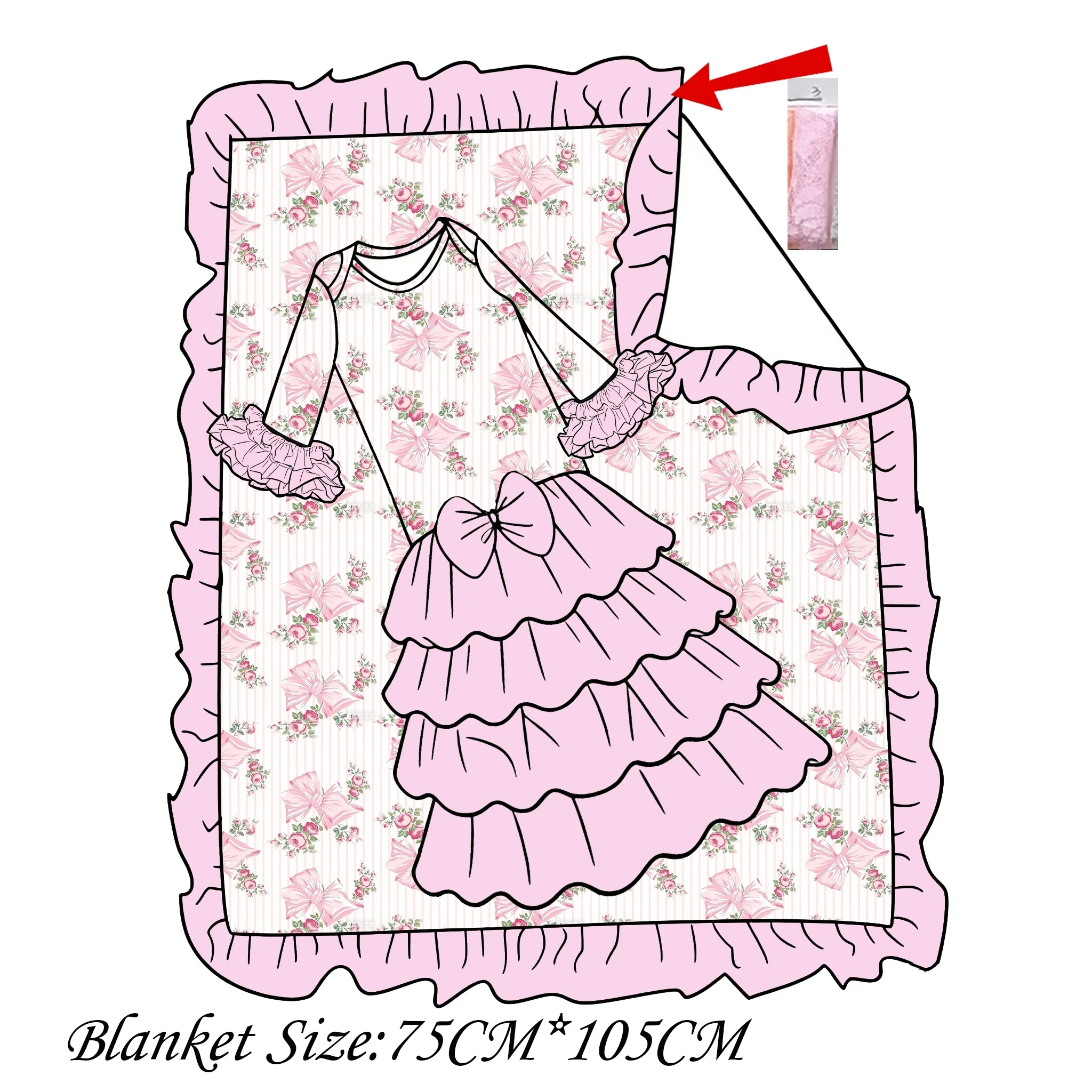 Boutique Lace Baby Gown Matches Baby Blanket Sweet Pink Ruffle Floral Strawberry Baby Dress Set Custom Newborns Baby Girl Gown S