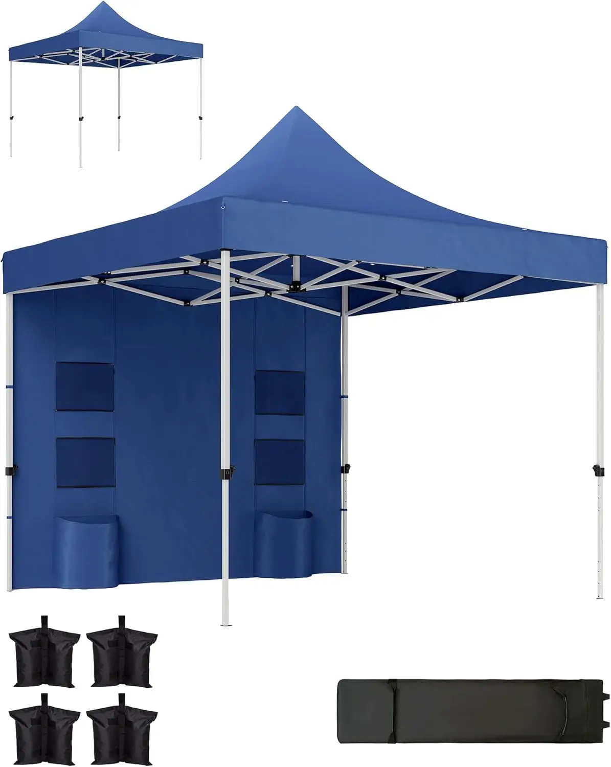 

10' x 10' Heavy Duty Pop Up Canopy Tent with Sidewall and Trash Bags, UPF50+ Instant Sun Shelter, Height Adjustable, with Whe