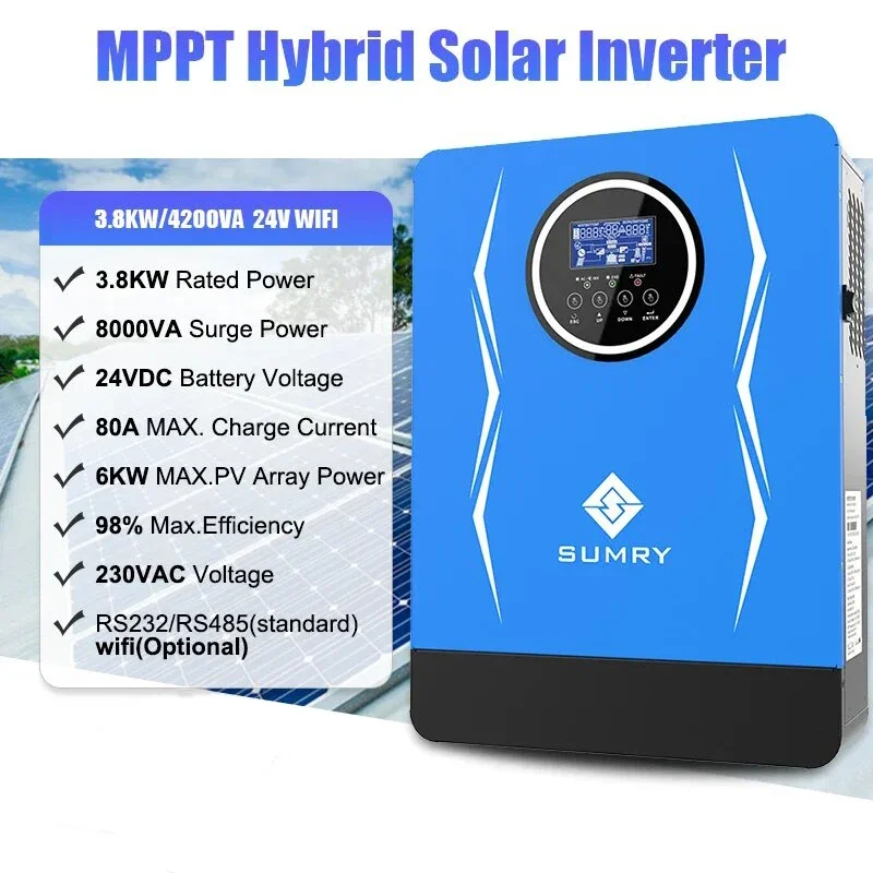 Hybrid Solar Inverter 6.2KW 3.8KW AC220-240V Off Grid MPPT Solar Inverter Hybrid Inverter Pure Sine Wave Power Inverter