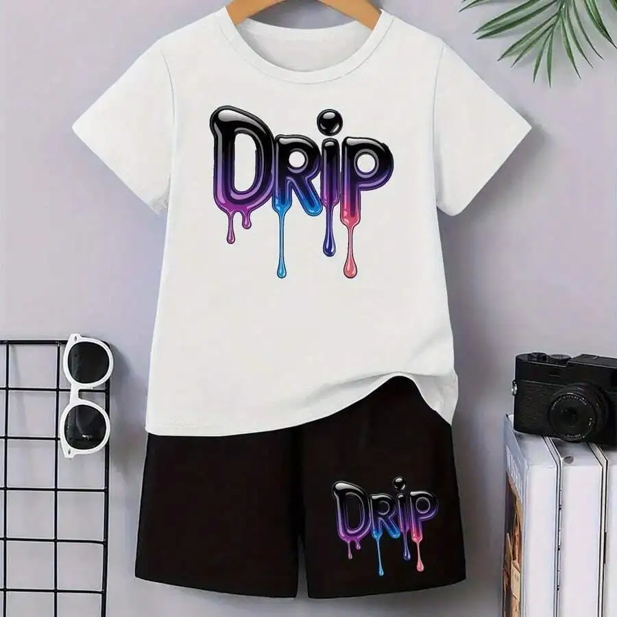 

Mens Summer Casual Short Sleeve T-Shirt Set Breathable Stretch Fabric Regular Fit Crew Neck Machine Washable