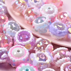 5Pcs/Lot Random Bulk Heart Love Acrylic Charms Mix Colors Hand Painted Candy Spacer Beads Mobile Phone Chain Material Jewelry