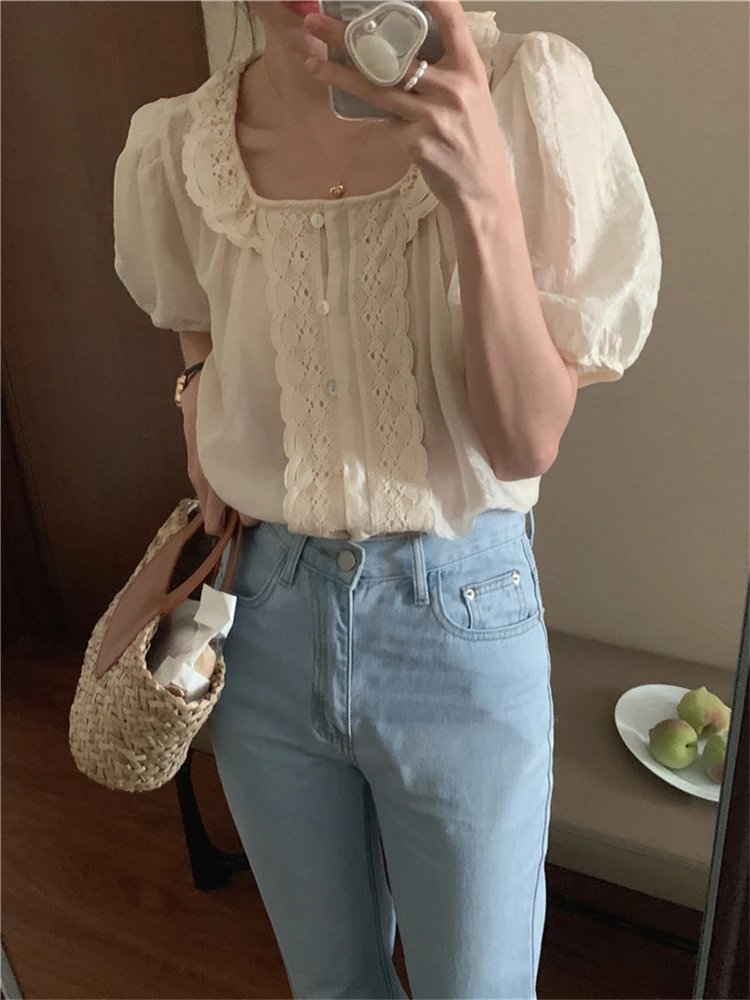 Women Blouse Female Shirt Summer Womens Blouses Maxi Blusas Casual Elegant Vintage Short Sleeve Cotton Oversize Loose Blusas