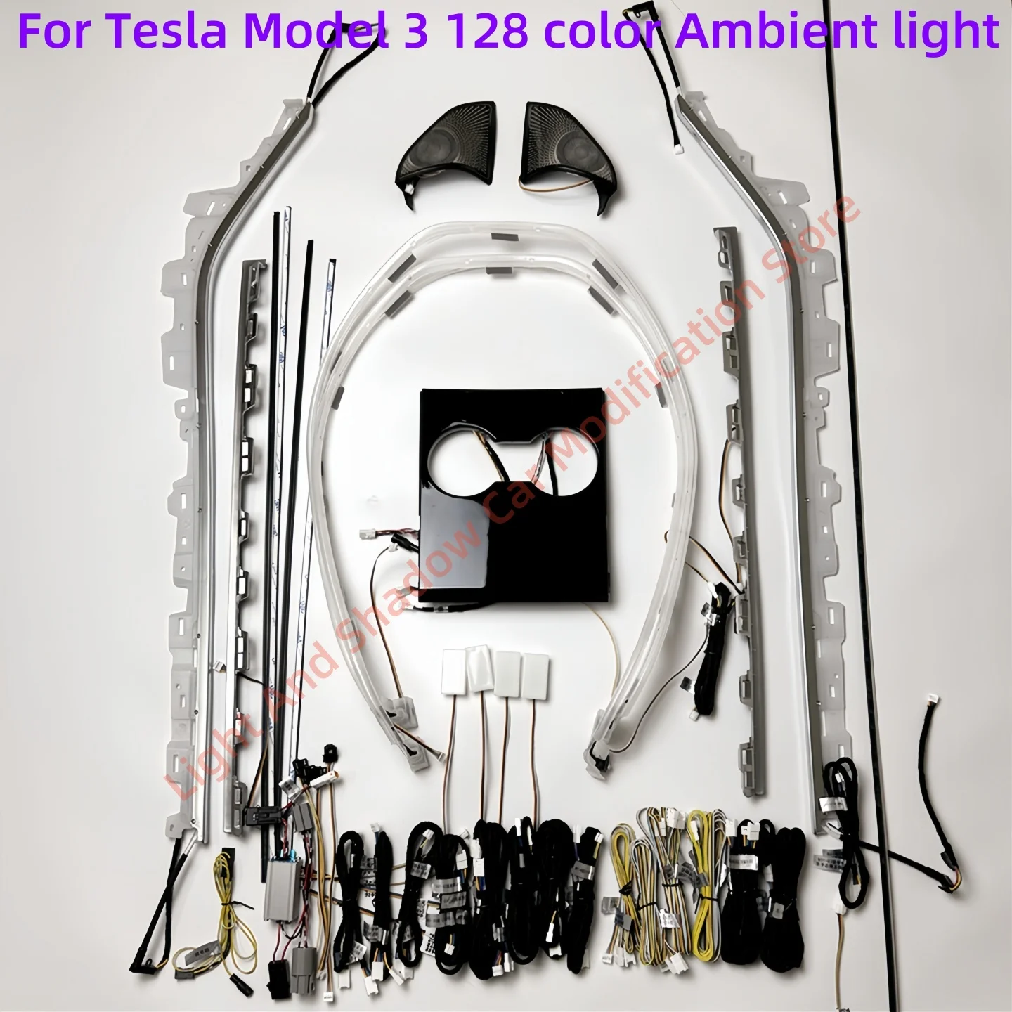 Door trim strips Car LED Ambient light for Tesla Model 3 Door light guide plate 128 color interior light Atmosphere modification