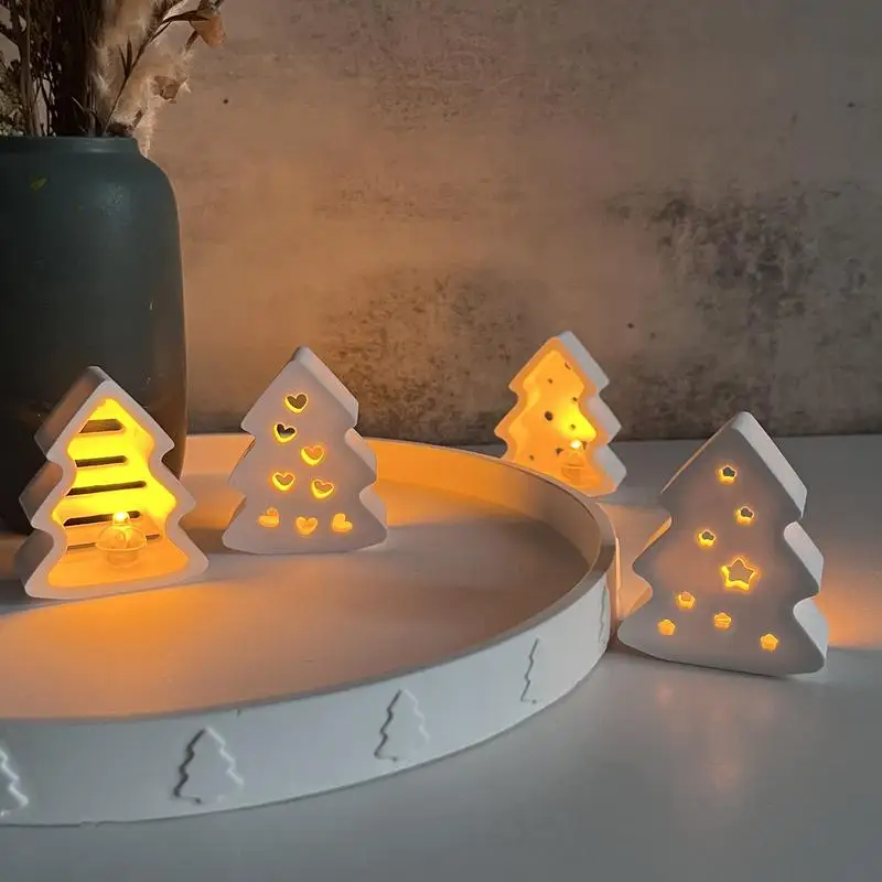 Christmas Tree Mold For Resin Tree Shape Ambient Light Holder Mold Food-grade Tree Ornament Mold For Ambient Light Support