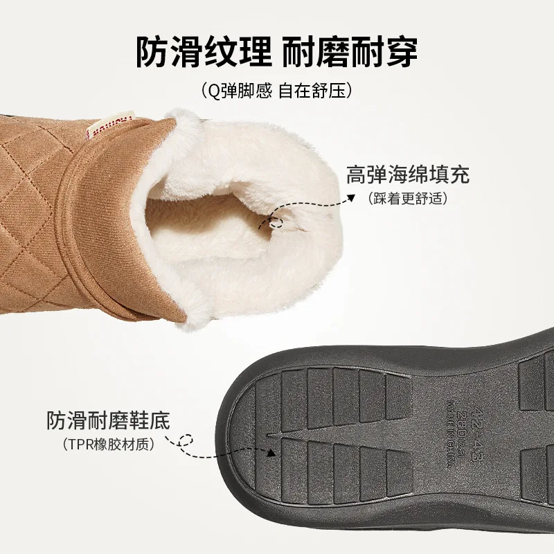 Thick Plush Warm Cotton Padded Shoes Women Lightweight Slip on Anti Slip Snow Boots Woman Comfortable Fleece Lining Winter Boots