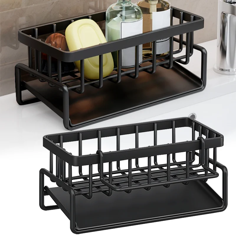 

1pc Self-draining Sink Shelf Stainless Steel Kitchen Soap Storage Rack Multipose Kitchen Sink Counter Dish Towel Organizer Rack