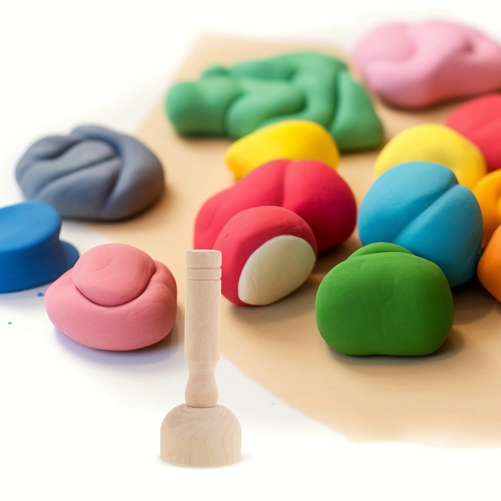 Kit de motifs d'argile avec manche en bois, outils de modélisation de pâte pour enfants, projets d'art artisanal, ensemble d'estampage de conception de poterie