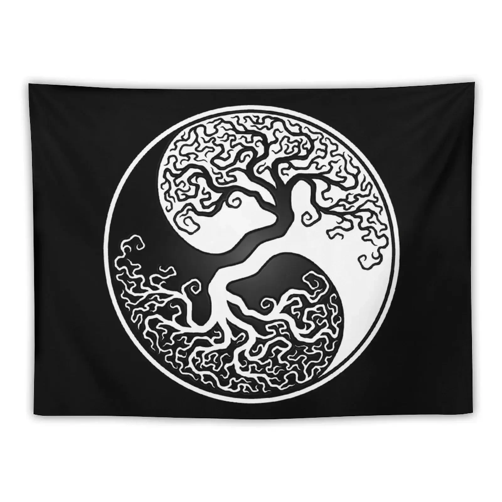 

White and Black Tree of Life Yin Yang Tapestry House Decor Things To Decorate The Room Tapestry