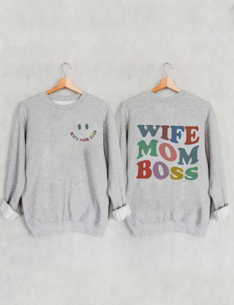 Hot Sale Fashion Mother\'s Day Casual Female Sweatshirt Wife Mom Boss Back Slogan Women Sweater Gift for Mom Comfort Girl Tops