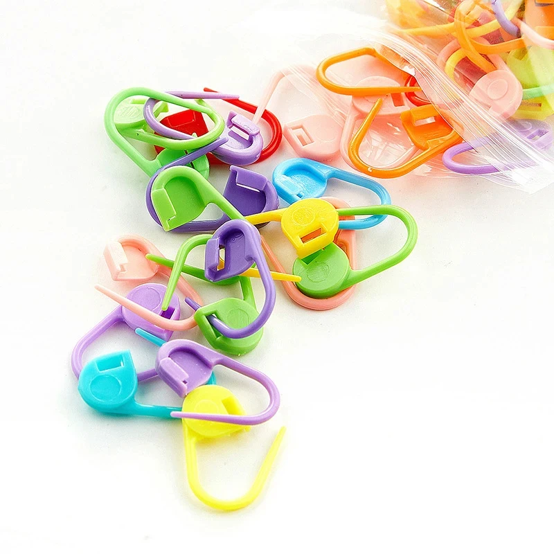 50-400PCS Mix Color Plastic Locking Stitch Markers Crochet Sweater Scarf Knitting Tool Knitting Counting Small Clip