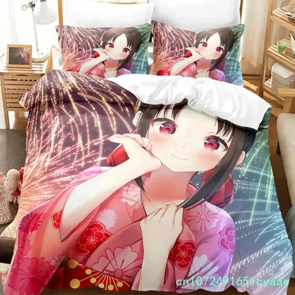 3D Print Anime Kaguya-sama Love Is War Miss Huiye Bedding Set Boys Girls Twin Queen Size Duvet Cover Pillowcase Bed Kids Adult