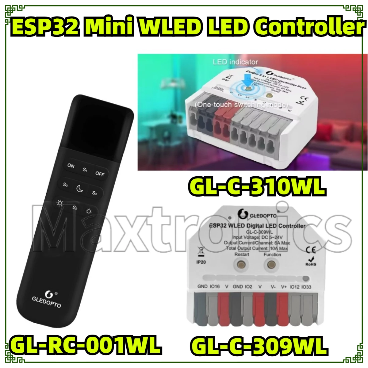 

ESP32 Mini WLED светодиодный контроллер музыкальные динамические режимы GL-C-309WL/310WL использование для TM1814 WS2813 WS2815 WS2811 WS2812 SK6812 светодиодная лента