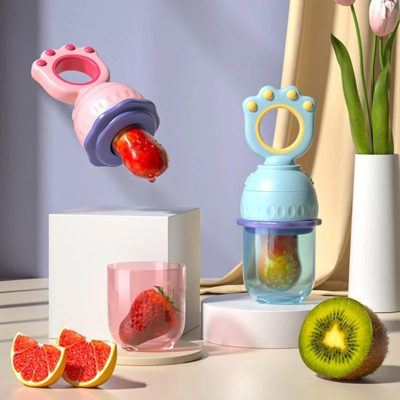 

J15U Baby Silicone Feeding Pacifier for Fruit Toddler Cutlery Supplementary Juice Extractor Safe Teething Toy Eat Feeder