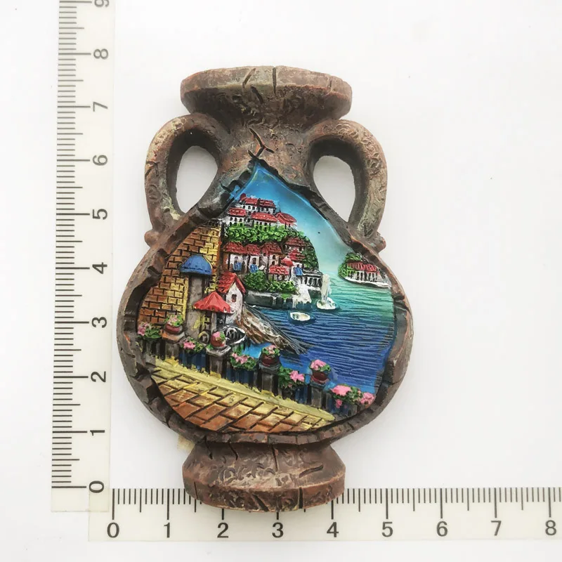 

Ceramic Jar Style Fridge Magnet Cultural Landscape Message Stickers Tourism Souvenir Resin Craft Decoration