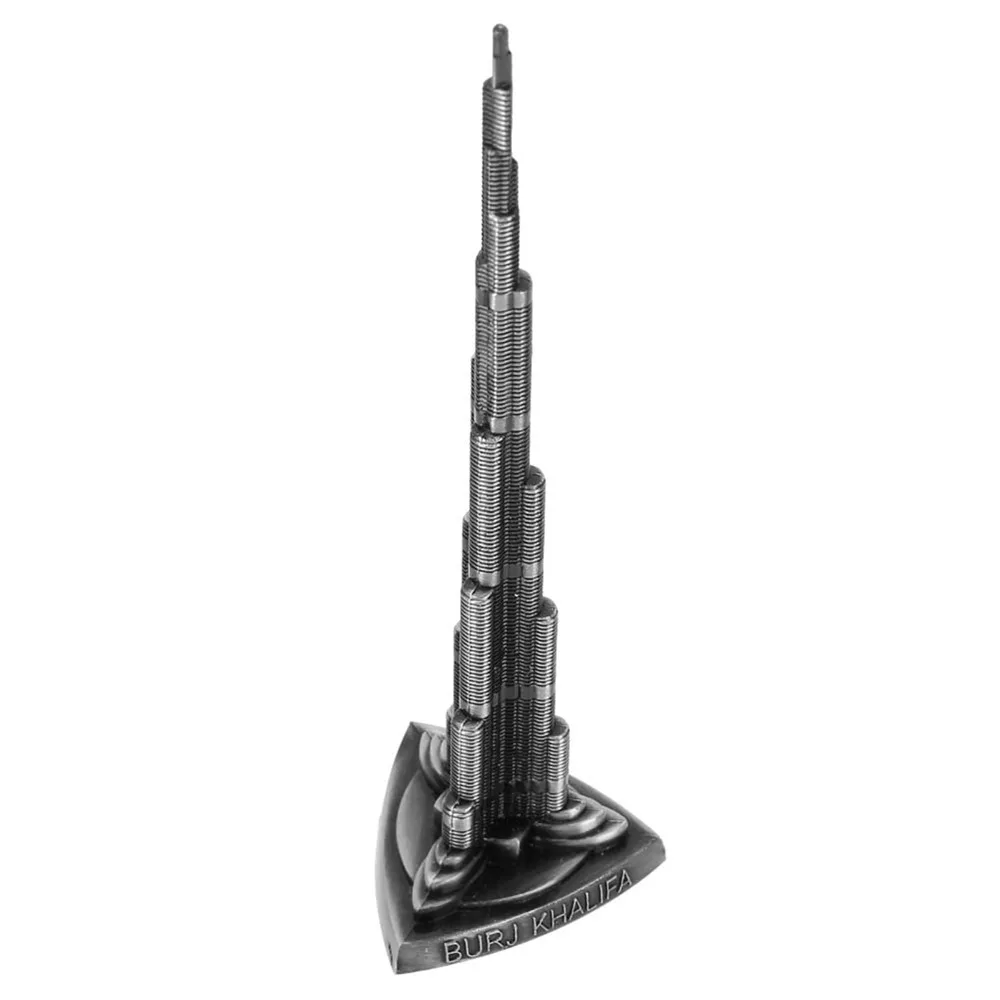 Maqueta Coleccionable de la Torre Burj Khalifa en Miniatura, Artesanía en Aleación, Miniatura Gris, Recuerdo, Adorno de Edificio, Artesanía Artística