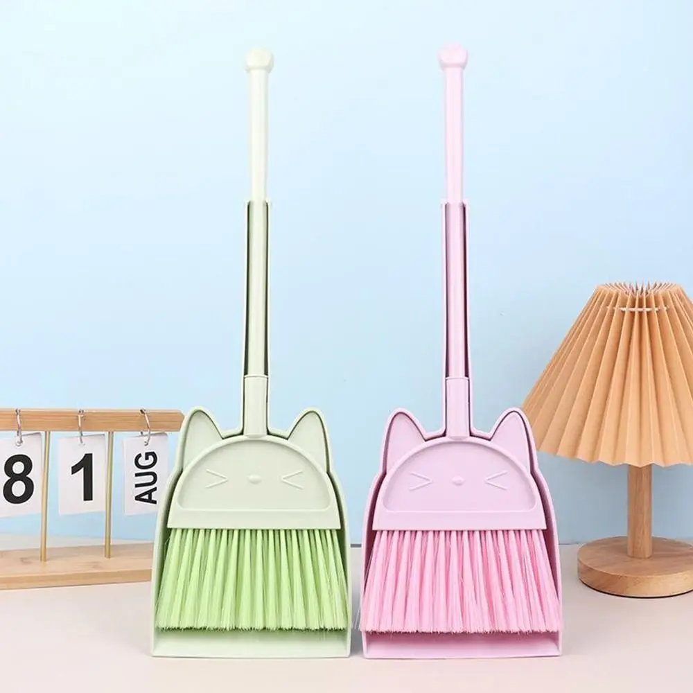 Flexible Mini Broom and Dustpan Set Children's Indoor Outdoor Cartoon Cleaning Parent-Unisex Interactive Kindergarten