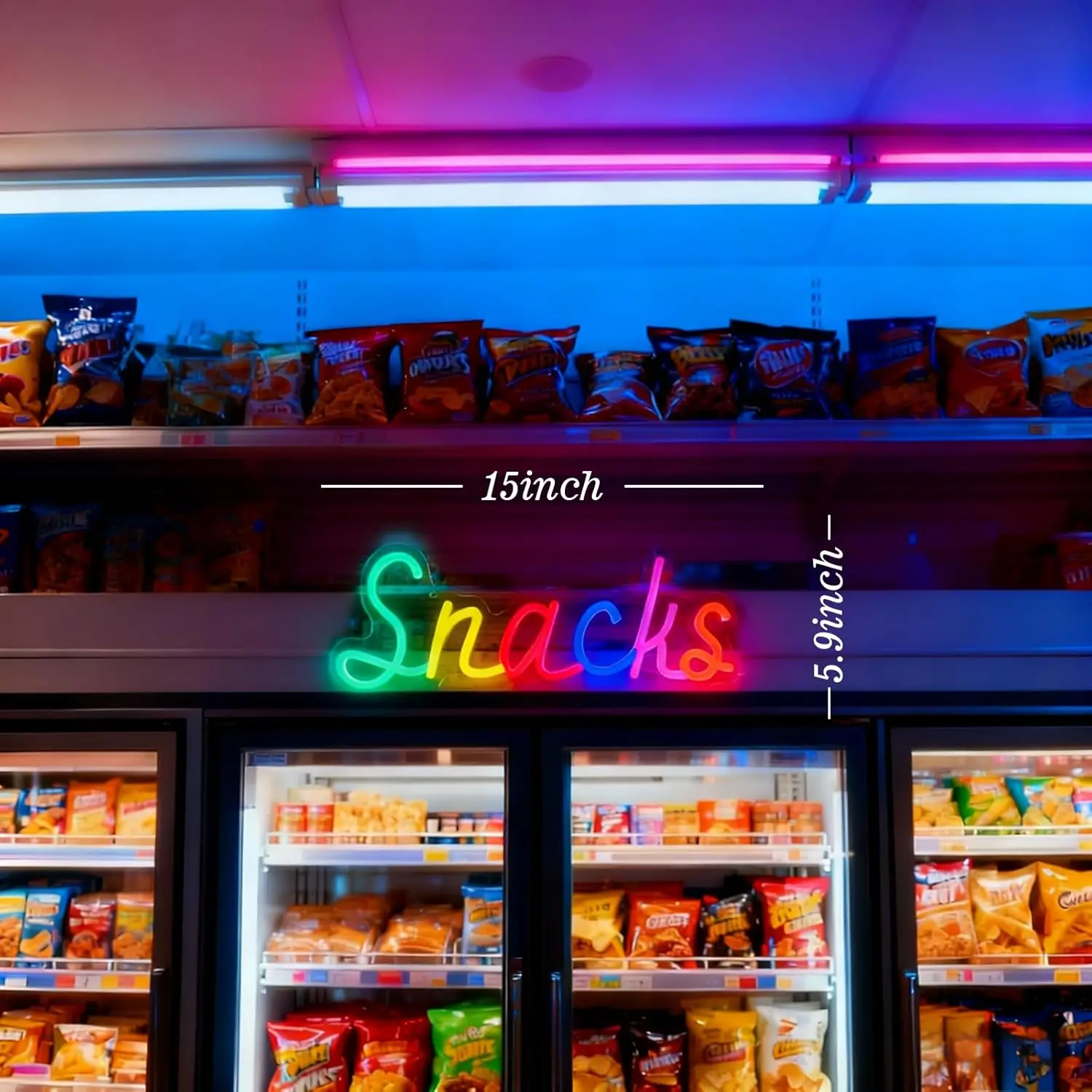Snacks Neon Sign, Snack Bar Sign voor Wall Decor, Candy Shop Movie Theater Decor, Dimbaar USB Powered Kleurrijk