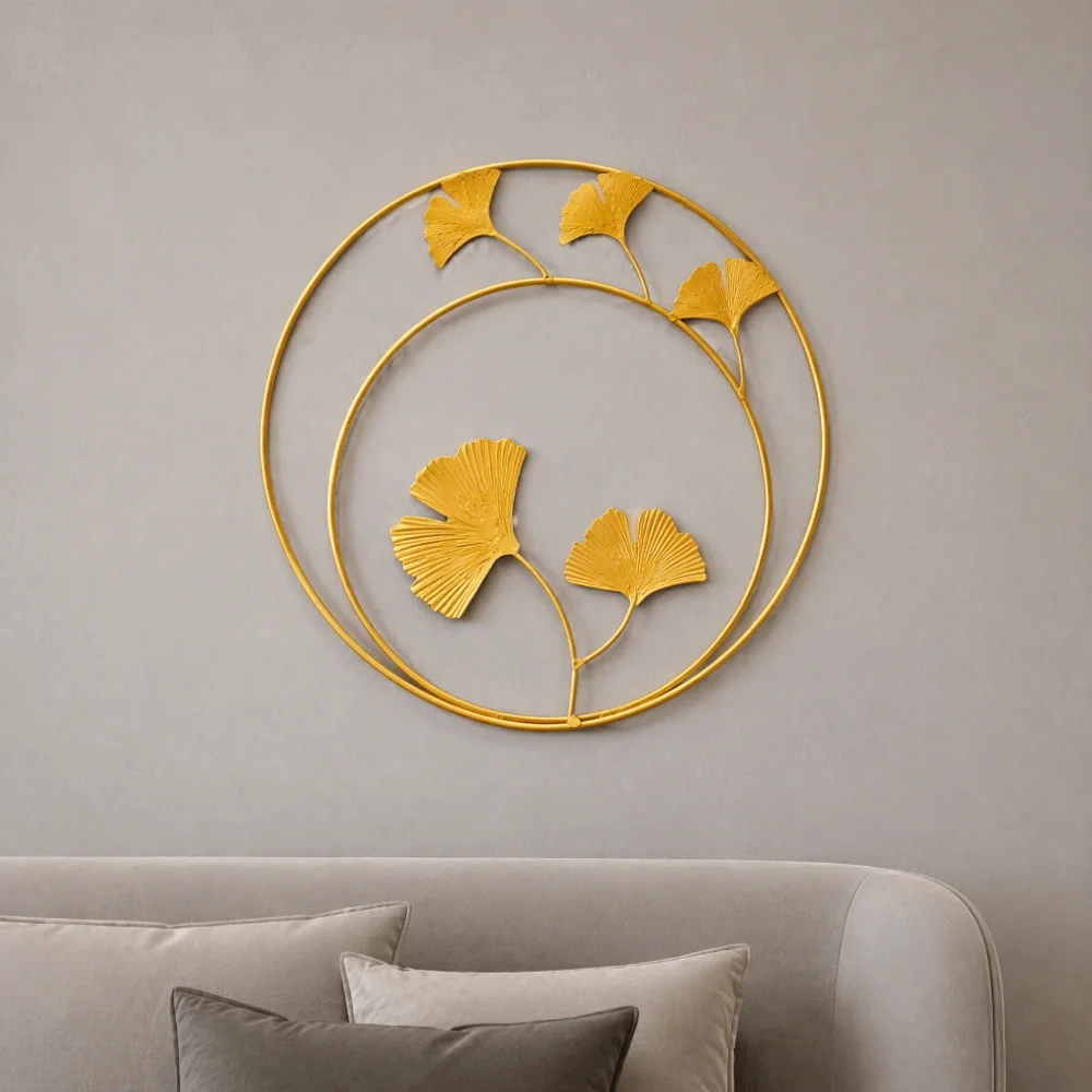 Luxury Metal Wall Hanging Decor 11.02in Gold Leaf Wall Ornament Light Luxury Gold Leaf Wall Decor For Home