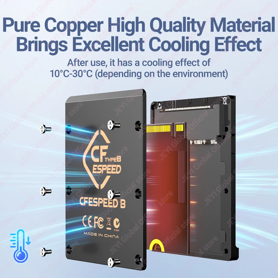 JEYI 2230 M.2 NVMe SSD to CFE Type-B Pure Copper Adapter