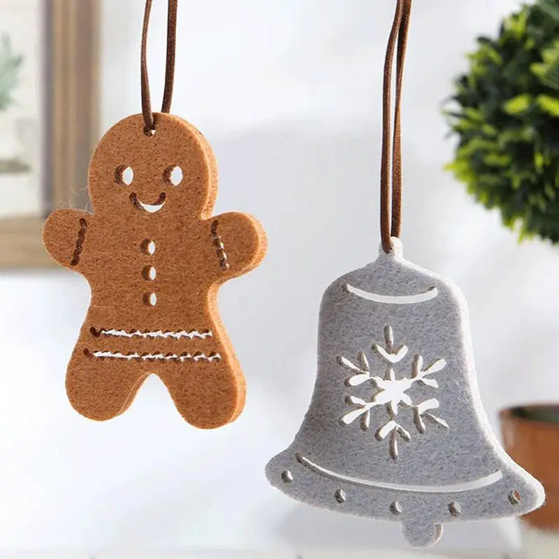 Christmas Gingerbread Man Felt Pendant Creative DIY Christmas Tree Hanging Ornaments For Home Navidad Gift New Year Decor 2023