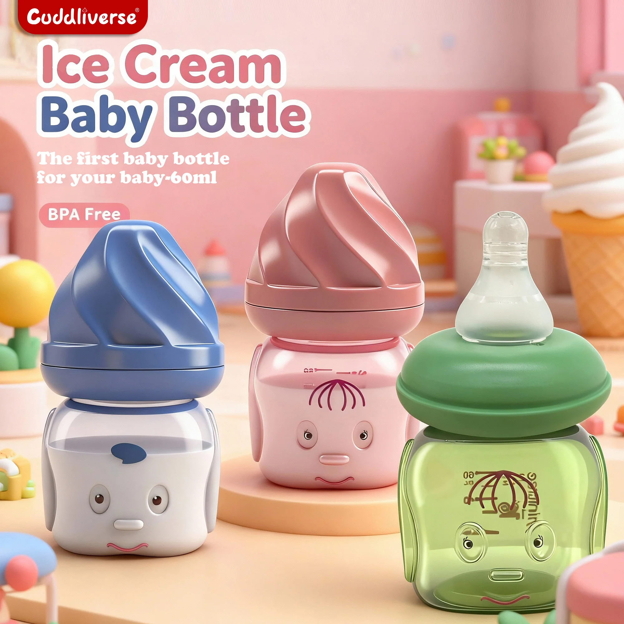 

60 мл мини-бутылочка для сока для новорожденных, стандартная бутылочка для напитков, ПП, детская бутылочка, кукла-мороженое, детская бутылочка