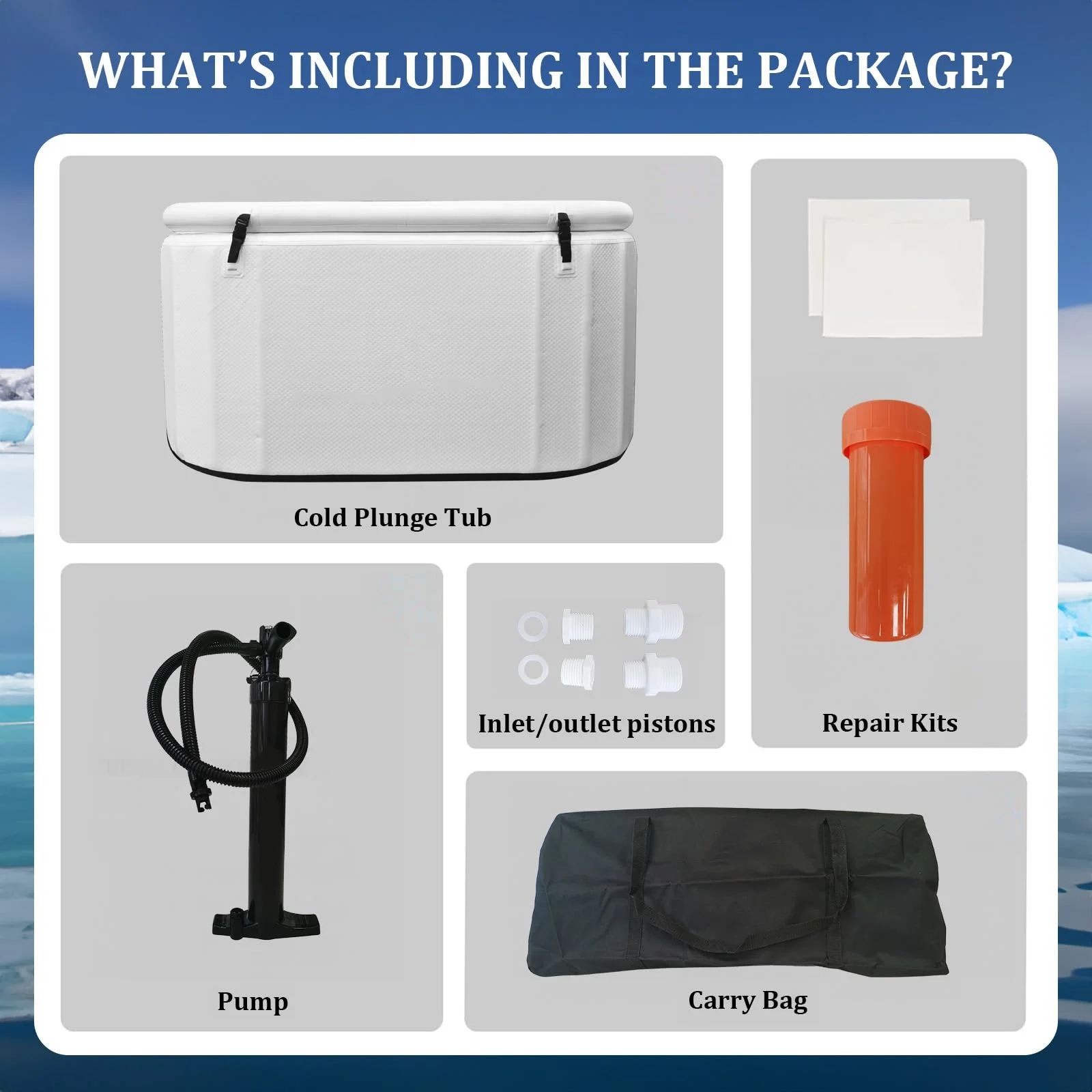 Ultimate Cold Plunge Tub Inflatable Ice Bath Tub With Cover for Athletes Portable & XL Size, Water Chiller Compatible  132/150cm