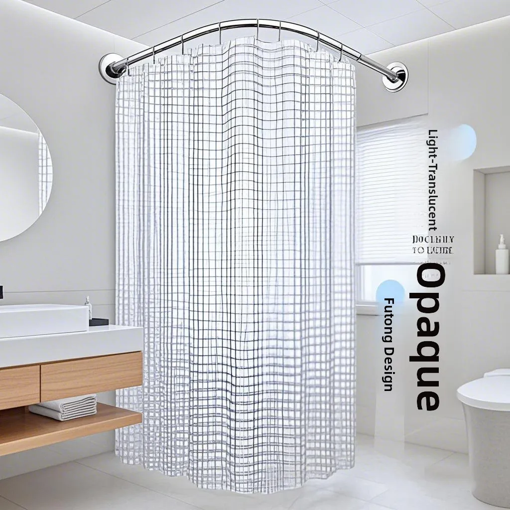 

Stainl Steel Batoom Curtain Rod L-ape Arc Waterproof Mold Proof Partition Curtain Set No Drilling Required