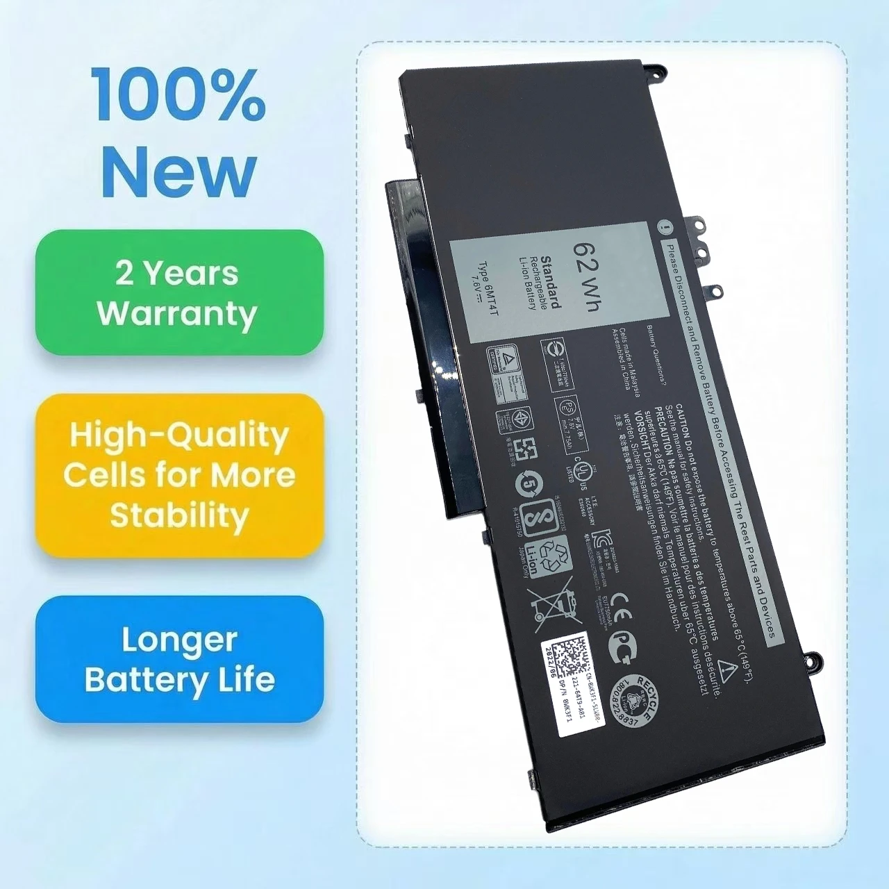 Аккумулятор для ноутбука 6MT4T 7.6V 62WH для DELL Latitude E5470 E5570 14 5470 15 5570, для Dell Precision 15 3510 M3510 TXF9M 79VRK 07V69Y