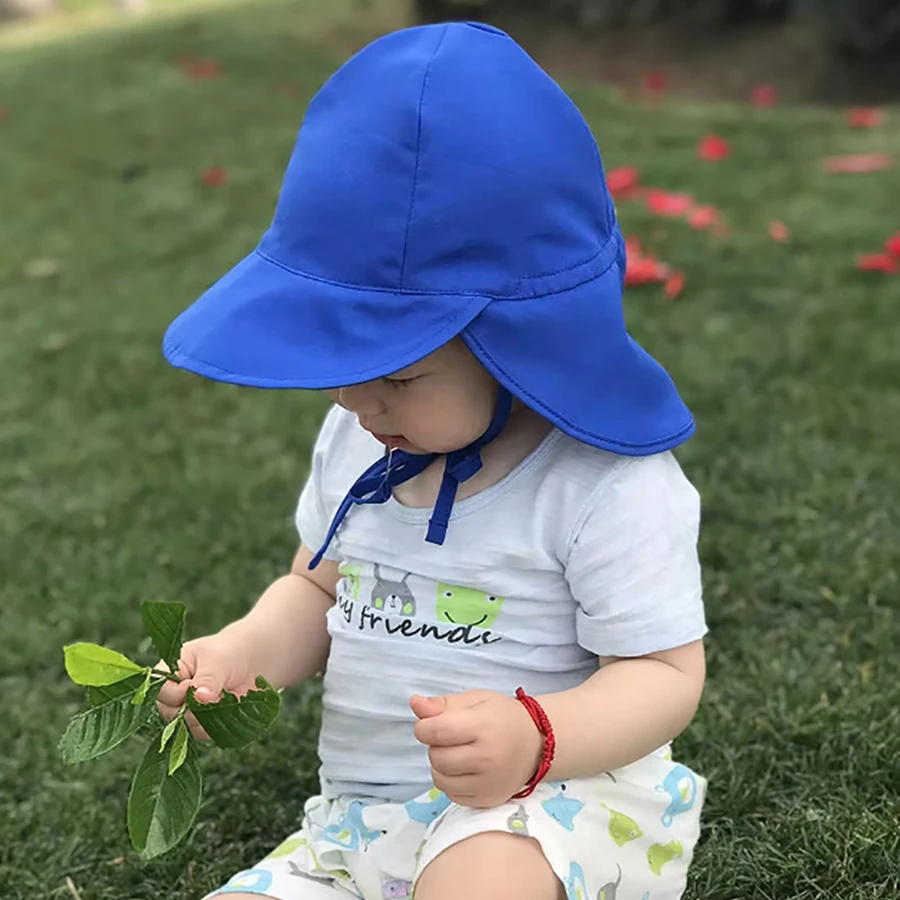 2 -5 years old baby versatile sunscreen hat, neck protection hat, UV resistant beach fisherman hat, tied and fixed