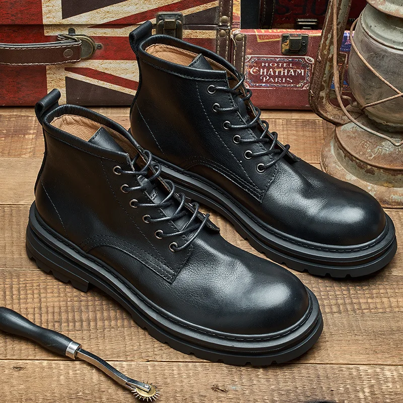 O.Z.TESHI-Botas de senderismo para hombre, zapatos de cuero de vaca para deportes al aire libre, nieve, escalada, montaña, caza, caminar, zapatillas