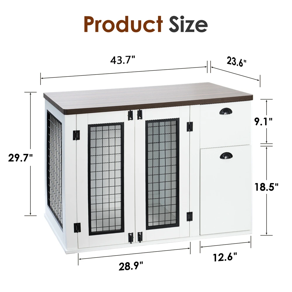 Furniture Style Dog Cage, Wooden Dogs Kennel, Double Door Cage, Side Cabinet Dog , Dogs Crate Dogs Kennel Pet Cage