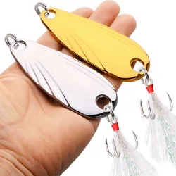 Leurres de pêche WobJeff Spinner en métal, appât Él, cuillère basse dure, paillette à paillettes, hameçon en acier, 5g-40g, 1 pièce