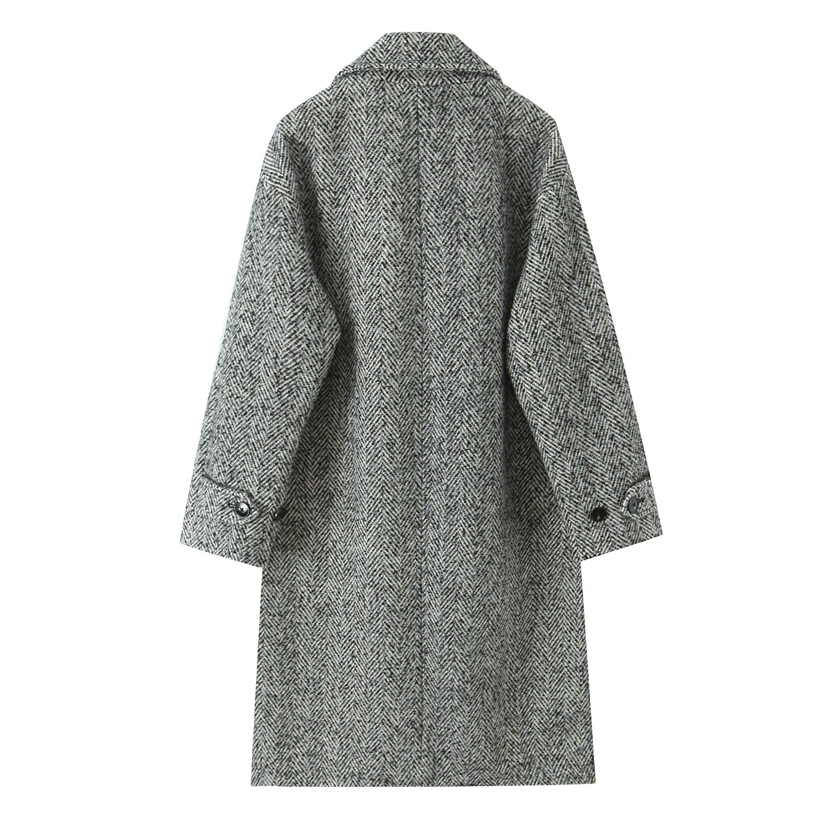 KONDALA Vintage Winter Grey 2025 Chic Women Coats Single Breasted Loose Long Coat Fashion Elegant Female Office Lady Chic Coat
