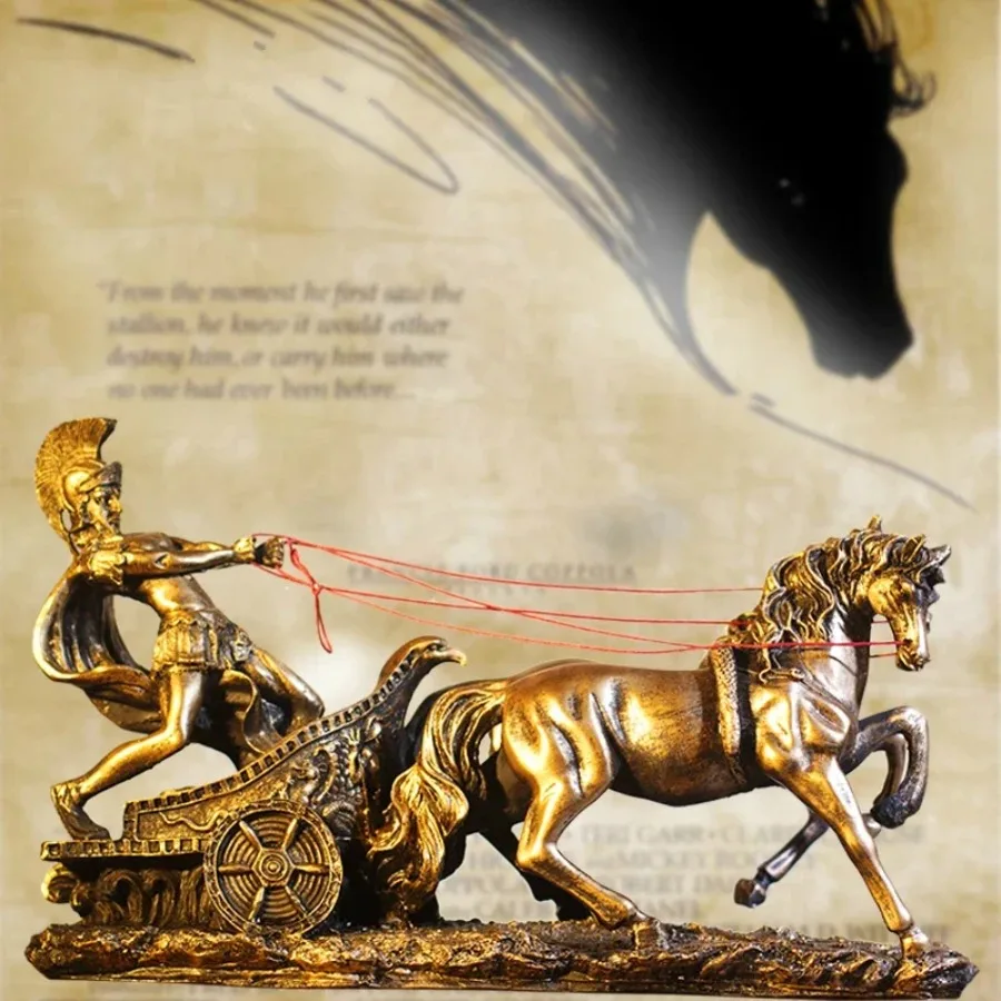 Resin Ancient Roman Spartan Chariot Statue Model Decoration Vintage Collection Crafts Bar Desk Decoration Figurine Home Decor