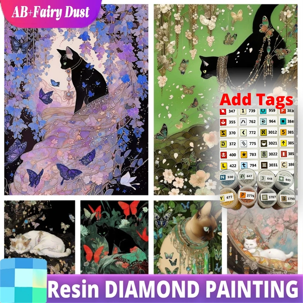 

Алмазная мозаика 5D DIY: Новая коллекция «Сказочная пыль» с эффектом AB-страз, животные, черные кошки, бабочки, цветы, полная выкладка круглыми и квадратными стразами