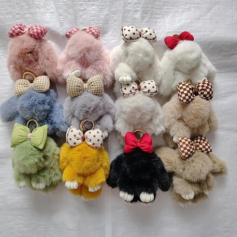 Mini królik do kokardki do włosów wisiorek do torby pasek brelok do kluczyków do samochodu uroczy króliczek para wisiorek śliczny brelok do kluczy