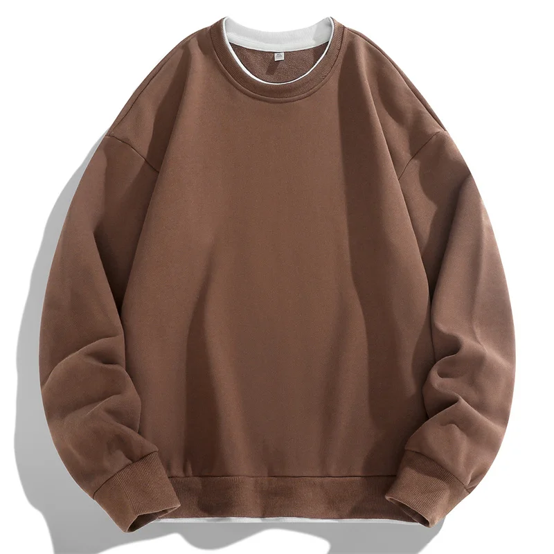 Sweat-shirt à capuche pour hommes, col rond, basique, décontracté, ample, Harajuku, manches longues, couleur unie, Streetwear, pulls, 2023