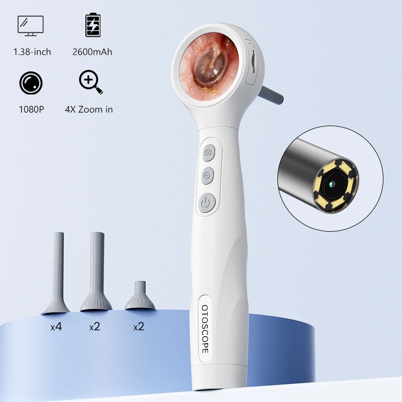 Visual Ear Otoscope Camera 1.38'' Screen HD1080P Ideal Pocket Digital Ear Cleaning Endoscope 4.2mm Video Ear Cleaner with 6LEDs