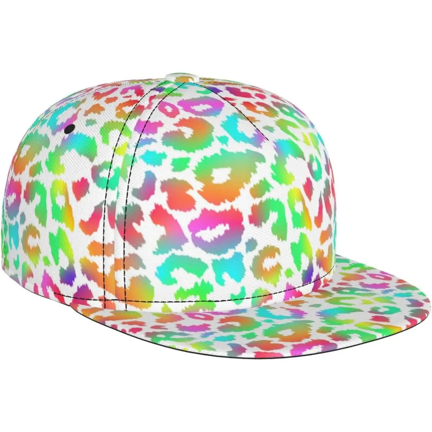 White Neon Colorful Leopard Cheetah Print Baseball Cap for Men Women Adjustable Trucker Hat Snapback Sun Cap Lightweight Unisex