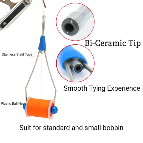 Imagen 2 del producto Soporte de hilo de bobina de aleación de acero para atado de moscas con punta bicerámica colorida, herramienta de señuelo de pesca de ninfa húmeda y seca, 1 ud./6 uds.