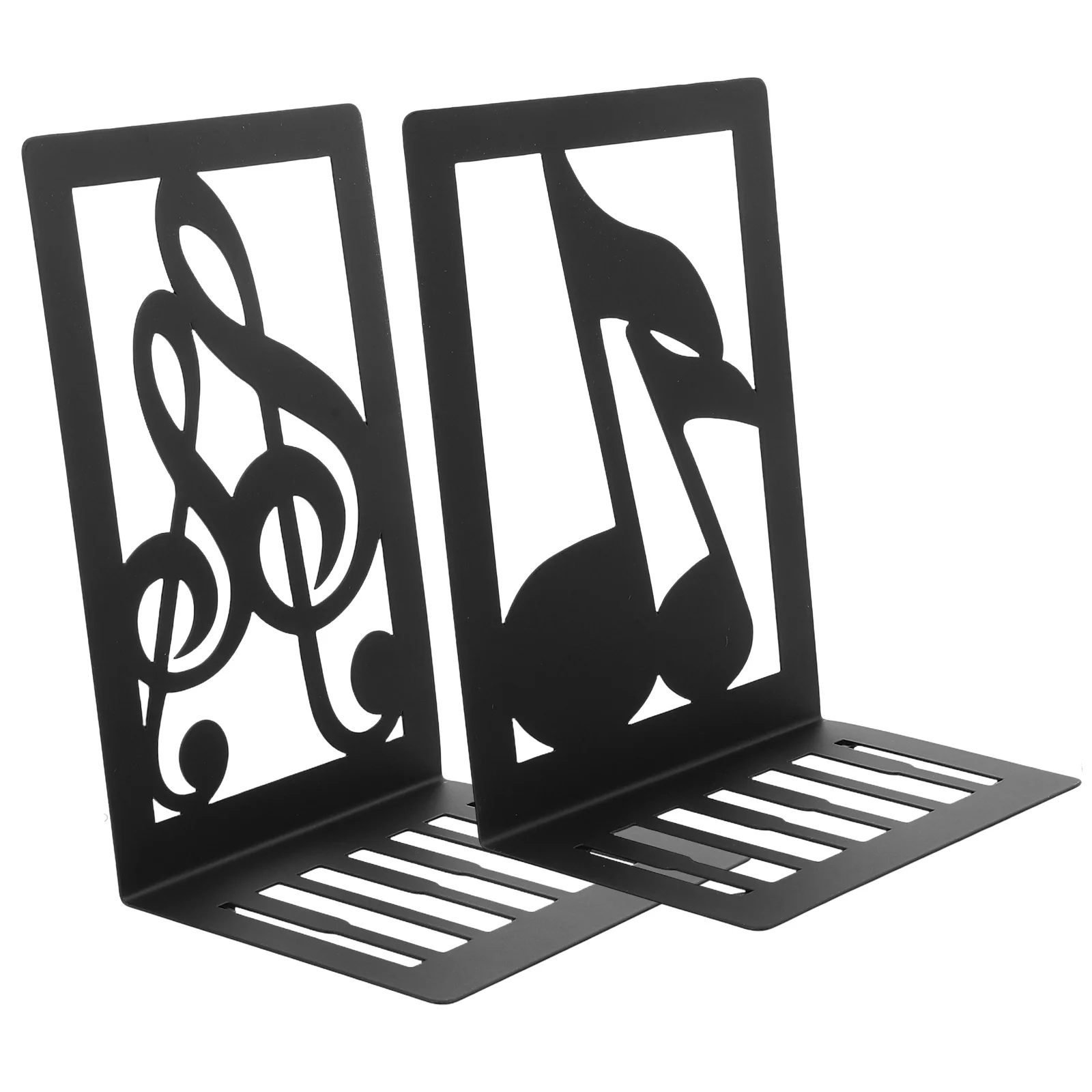 

2pcs Musical Note Shaped Iron Bookends Smooth Edge Desktop Organizer Decorative Book Stands For Office Study Display Storage