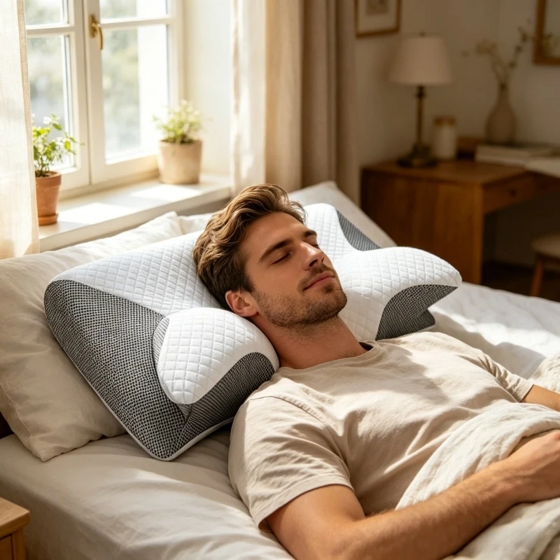 Almofada Ortopédica Cervical Borboleta de Espuma Viscoelástica para Home Office, Almofada de Pescoço Contornada para Alívio da Dor no Pescoço e Apoio para o Estômago