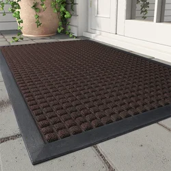 Tapis de porte d'entrée de terrasse extérieure en caoutchouc, anti-alde, anti-poussière, résistant aux rayures, tapis commercial, sol de magasin de bureau, ménage