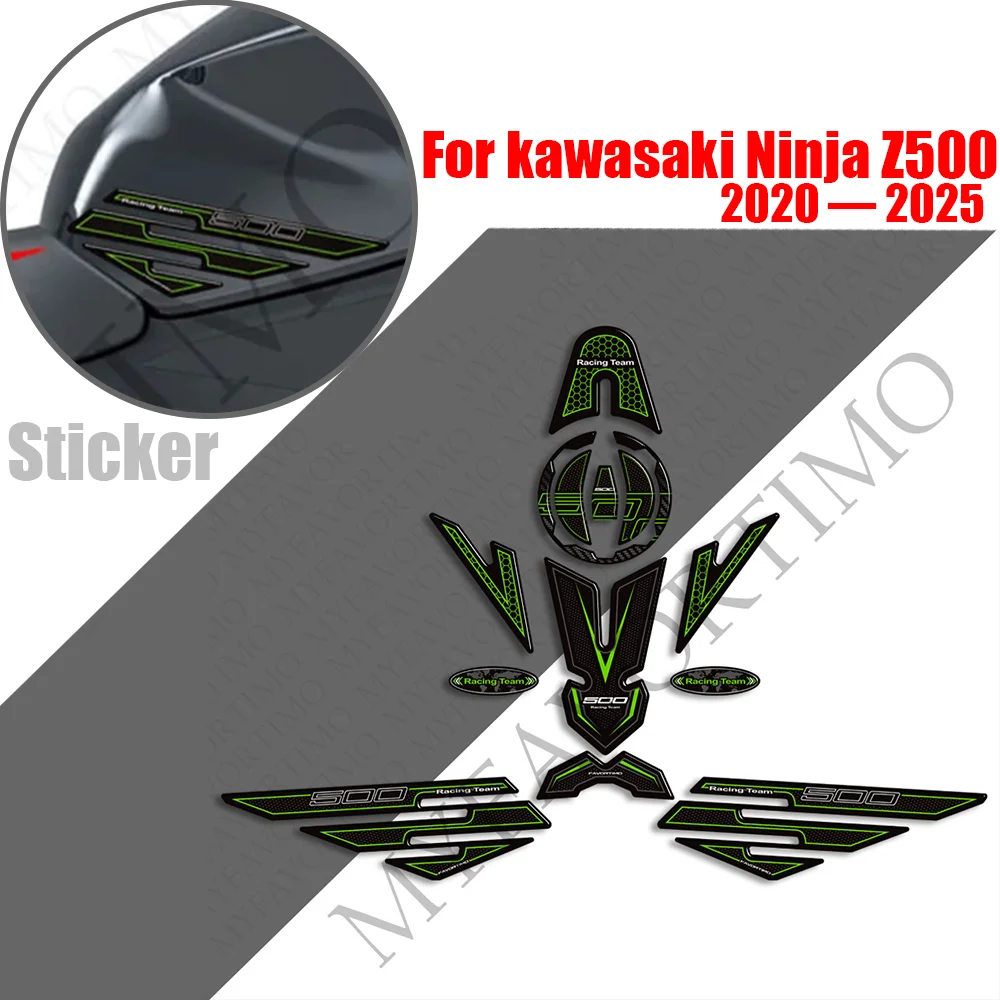 

For kawasaki Ninja Z500 Motorcycle Fuel Tank Pad Sticker Moto Epoxy resin Decals Accessories NinjaZ500 2020 - 2025