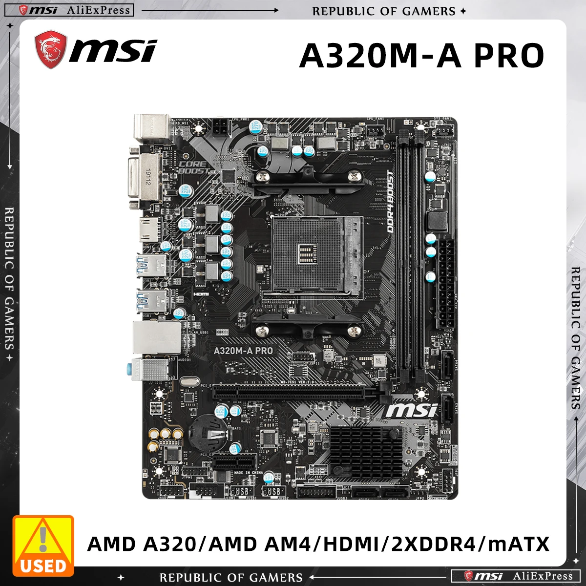 

MSI A320M-A PRO Micro ATX Motherboard With AM4 Socket for Ryzen 2nd 3rd Gen Processors 2700 3500 3600x 3700x 5700x3d 2 DDR4 Slot