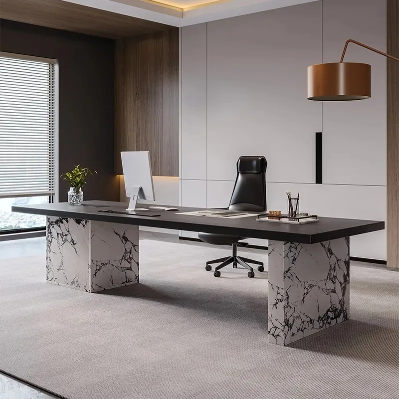 Solid wood boss desk office large board table desk computer desk light luxury high-end