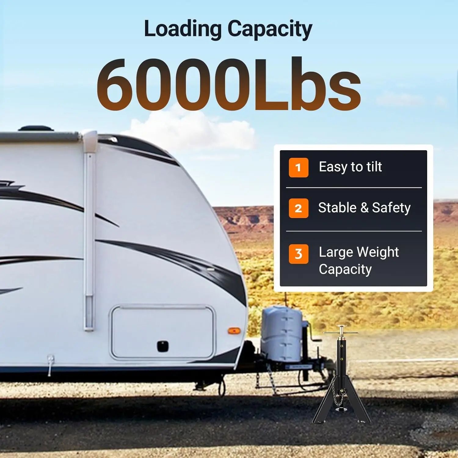 مقابس تسوية مثبت RV 2 عبوة 3 T 6000 LBS 16-30 قابلة للتعديل لمقطورات السفر والعجلات الخامسة ومقطورات القوارب